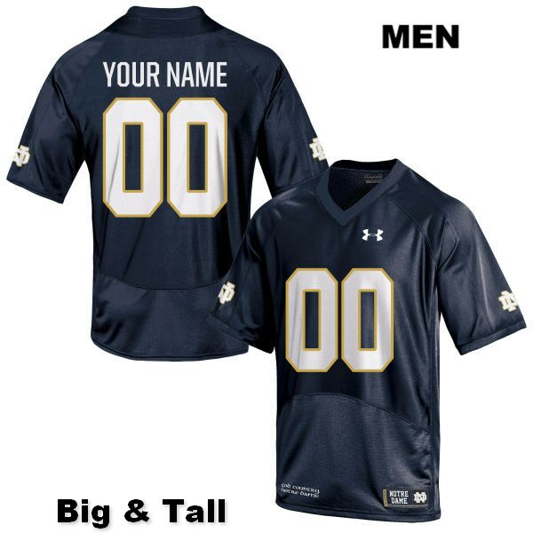 Men's NCAA Notre Dame Fighting Irish #00 Custom Stitched College Under Armour Authentic Navy Big & Tall Football Jersey HD10N33VM